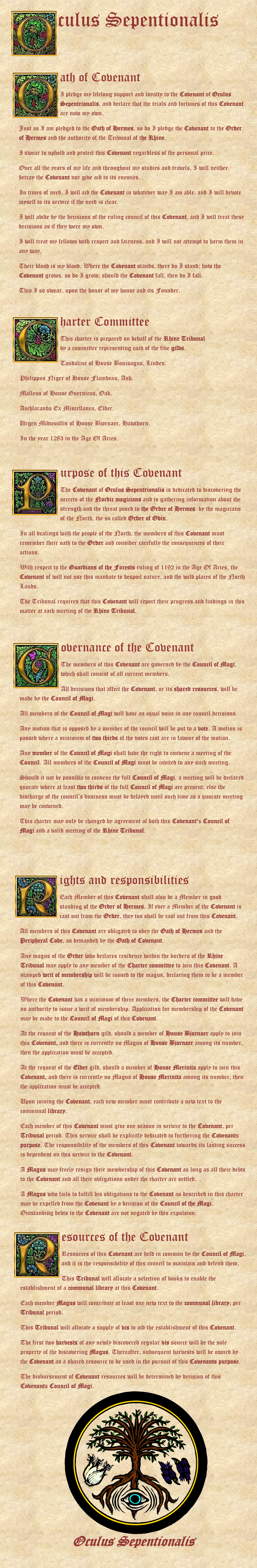 The original Covenant Charter approved by the Tribunal of 1144AD